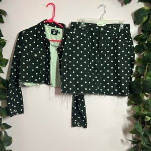 Black and White Denim Skirt Set